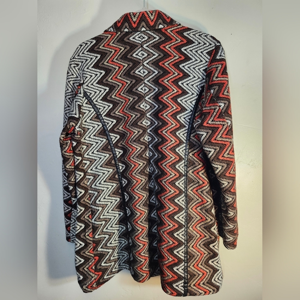 Mechant Chic Zigzag Pattern Blazer - Red, Brown, White Boho Sz XL - Picture 9 of 11